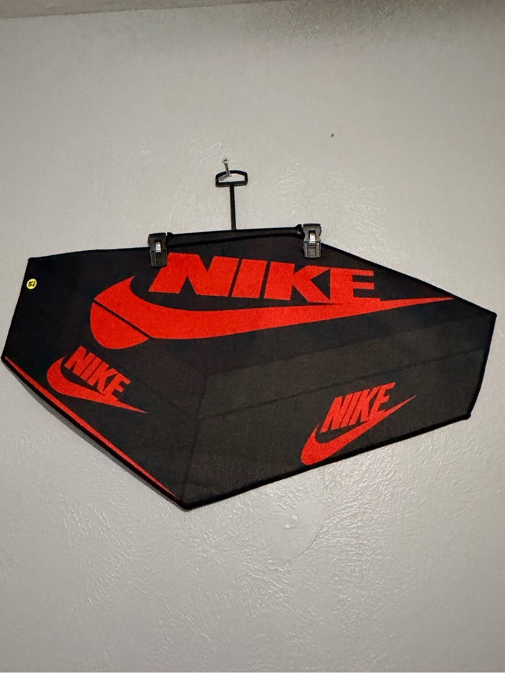 Custom Made Nike Black and Red Logo Shoe Box Rug/Room Decor 32x18 IN.